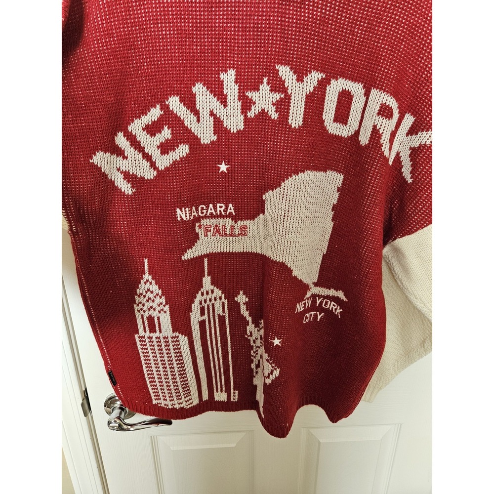 NWOT Spirit Jersey Women's New York Red Ivory LS Knit Sweater & Shorts Set, Med. - Picture 3 of 12